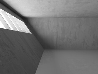 Abstract empty concrete interior. Minimalistic dark room design template