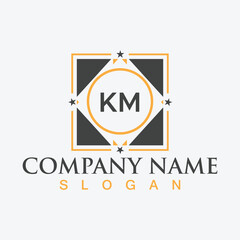 Creative monogram KM letter logo design for company branding