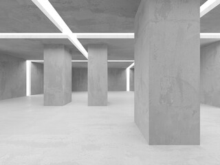 Grungy room with concrete walls. Old stone interior