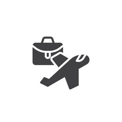 Briefcase and airplane vector icon
