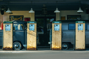 Old pump gas station roadside - Powered by Adobe