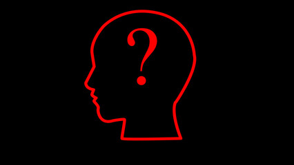 A question mark in the head. illustration.