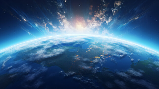 Cinematic shot of planet earth globe clouds and space