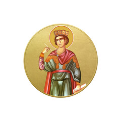 Orthodox traditional image of Saint Solomon. Golden christian medallion in Byzantine style on white background