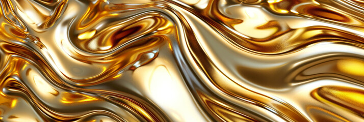 Gold abstract background with golden waves and liquid gold luxury texture, golden metal surface , gold marble liquid wave,banner	
