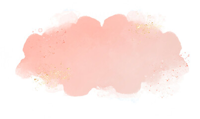 Abstract watercolor or alcohol ink art pink background element with golden crackers. Pastel pink marble drawing effect. template for wedding invitation,decoration, banner, background, png file