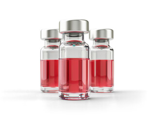 Ampoules with vaccine, medicine on a transparent background