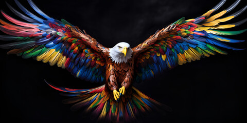 Illustration of a furious eagle spreading it's wings in a clean backdrop