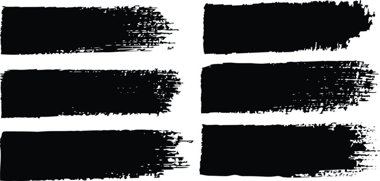 Black paint brush set . Paintbrush, ink brush, brush strokes, brushes, lines, frames, box, grungy. Hand drawn Ink brush strokes texture, grunge collection. Vector illustration.