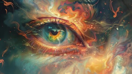 image of an eyes psychedelic art. - obrazy, fototapety, plakaty