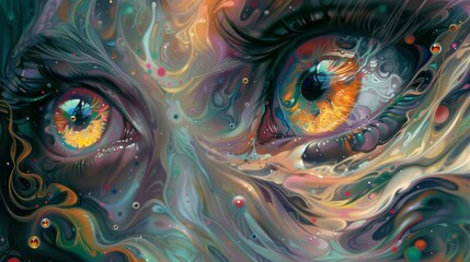 image of an eyes psychedelic art. - obrazy, fototapety, plakaty