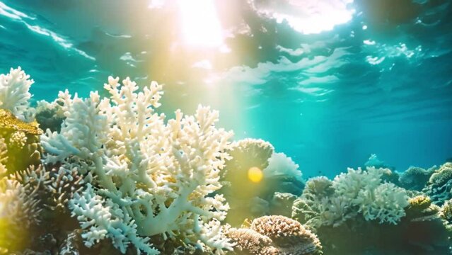 colorful underwater coral life with a little sunlight