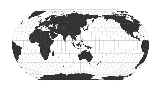 World map. Natural Earth projection. Animated projection. Loopable video.