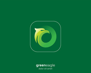 Awesome colorful strong green eagle with circle logo