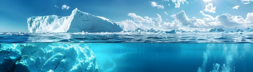 Fototapeta na wymiar Melting Glaciers An Oceans Crystal Clear View of an Icebergs Hidden Depths