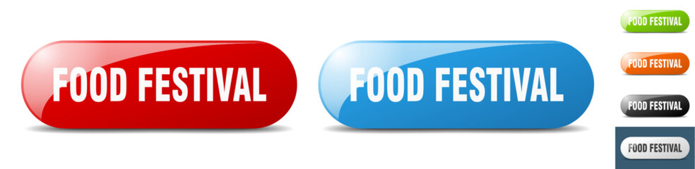 food festival button. key. sign. push button set
