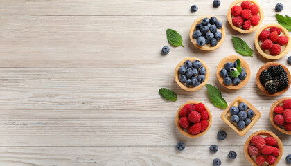 Naklejka na ściany i meble Tartlets with an Assortment of Fresh Berries