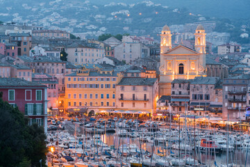 Blick auf den Hafen von Bastia, Kirche Paroisse Saint Jean-Baptiste, Haute Corse, Korsika,...