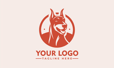 Modern Geometric Doberman Dog Logo on Heraldic Shield Clean Design for Excellent Readability