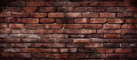 A closeup of a brown brick wall showcasing intricate brickwork and patterns. Bricks are a composite building material laid by a skilled bricklayer using mortar in a building construction
