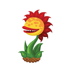Funny carnivorous plant, fantastic flower vector Illustration