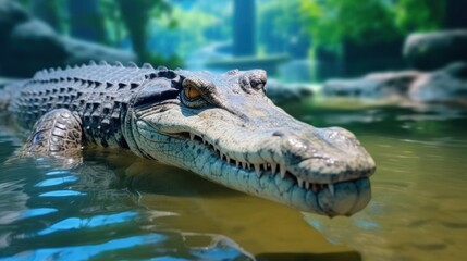 Naklejka premium wild crocodile in bank river