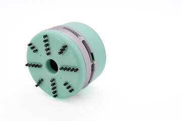 Mini vacuum cleaner isolated on white background with copy space.