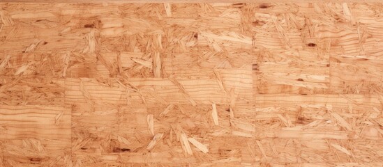 A close up of a rectangle piece of plywood, showcasing its brown hardwood color and brick pattern. This building material is commonly used in flooring installations