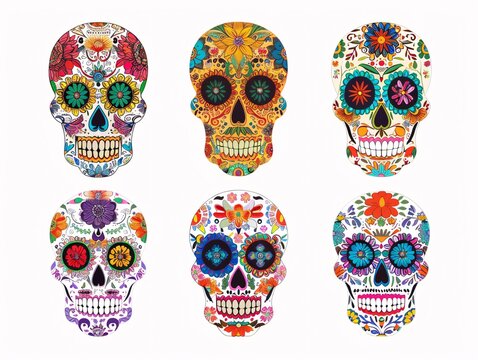 Skeleton Skulls with a Pop of Color A Monthly Celebration of Life and Art Generative AI