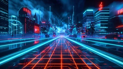 Foto op Plexiglas Neon Cityscape A Futuristic, Illuminated Urban Landscape Generative AI © Manoj