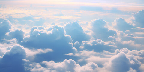 Clouds as seen from the window of an airplane - obrazy, fototapety, plakaty