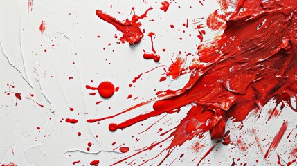 Abstract Red Paint Splash on White Background