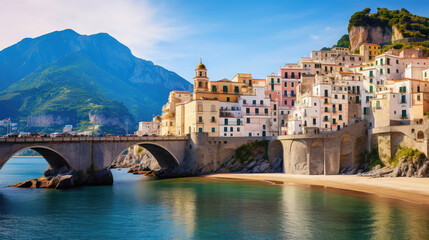 landmark of Italy on background
