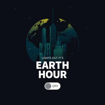 Earth Hour, Turn Off the Lights Banner Concept Illustration