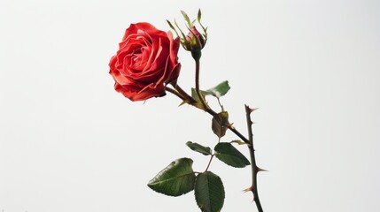 rose with branch released from a high place It was taken in a studio by a professional photographer. 