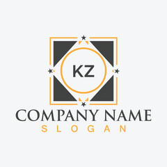 Handwritten KZ letters logo design with vector