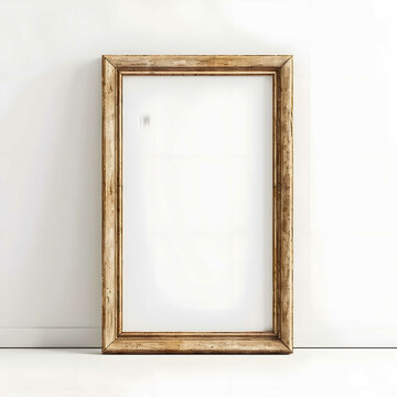 Modern oak solid wood picture frame isolated on white background, light colored Wooden horizontal blank photo frame with empty space isolated on white background, landscape frame mock up