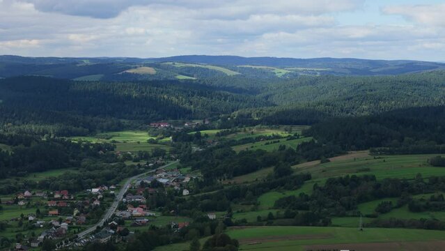 Beautiful Landscape Forest Mountains Bieszczady Bircza Aerial View Poland