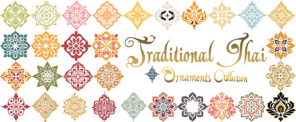 Fototapeta premium Collection of Traditional Thai Ornaments and Patterns