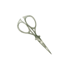 Obraz premium Watercolor illustration of vintage scissors. Hand drawn and isolated