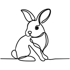 Rabbit continuous one line drawing,vector