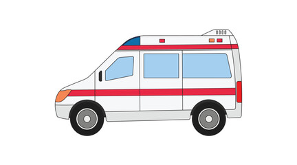Kids drawing Cartoon Vector illustration ambulance Isolated on White Background