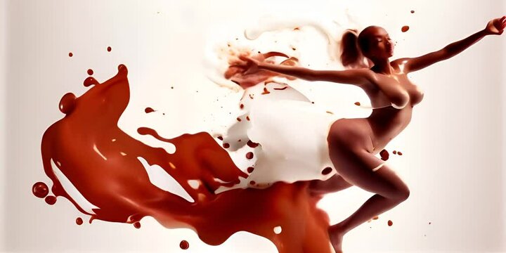 body woman of form in Mixing Chocolate and milk of Splash