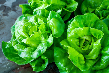 Crisphead, or iceberg lettuce isolated on white background. Fresh green salad leaves from garden - obrazy, fototapety, plakaty