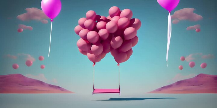 swing up holding balloons Pink