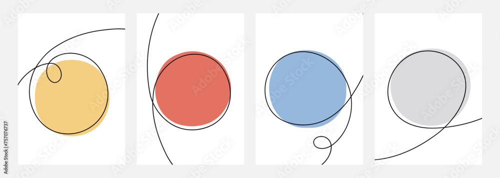 Aufkleber circle frames set. line art. round frames. continuous black line. hand drawn sketch outlines. vector