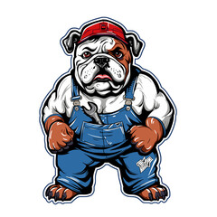 Bulldog Mechanic Mascot Vector Illustration