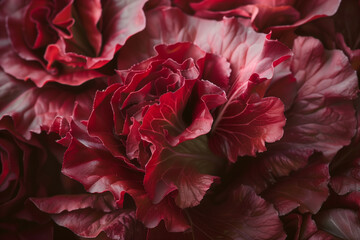 Radicchio rosso or red leaf lettuce isolated on white background. Fresh green salad leaves from garden - obrazy, fototapety, plakaty