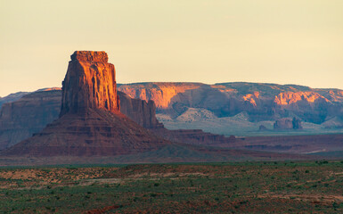 Naklejka premium West and East Mitten Buttes, Monument Valley Navajo Tribal Park in northeast Navajo County, Arizona