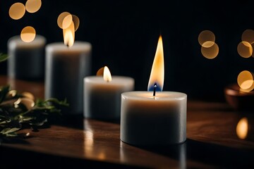 Fototapeta na wymiar burning candle in the dark night